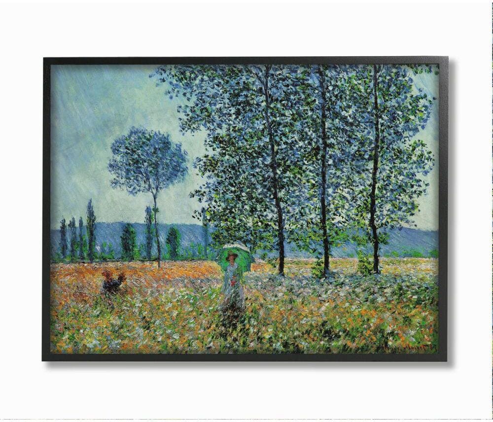 Stupell Industries Classic Monet Felder Painting Woman with Parasol by Claude Monet Framed People Wall Art Print 24 in. x 30 in.