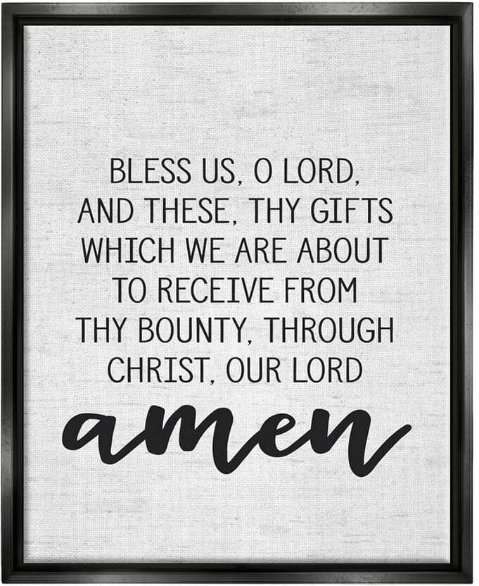 The Stupell Home Decor Collection Bless Us O Lord Before Meal Prayer Birch by Lettered and Lined Floater Frame Typography Wall Art Print 21 in. x 17 in.