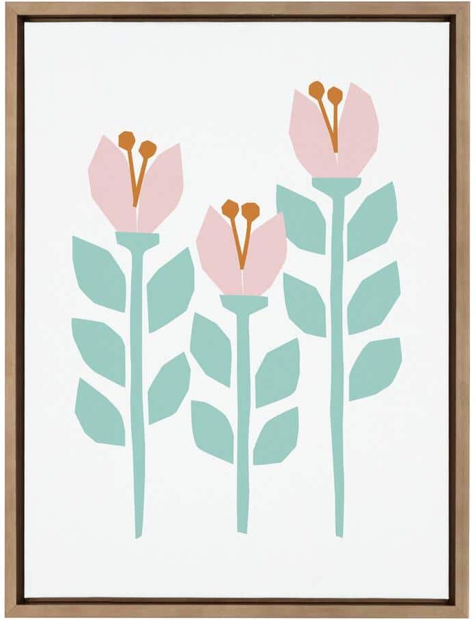 Kate and Laurel Scandi Paper Flowers by Myriam Van Neste Framed Nature Canvas Wall Art Print 24.00 in. x 18.00 in. .