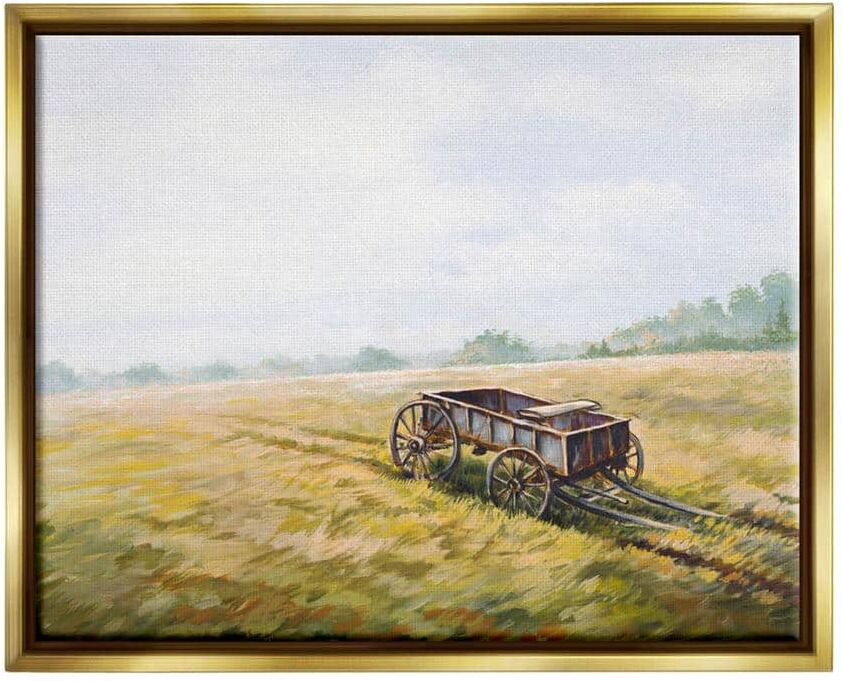 The Stupell Home Decor Collection Wild West Wagon Cart Rural Hill Farm Scenery by Bruce Nawrocke Floater Frame Nature Wall Art Print 21 in. x 17 in.