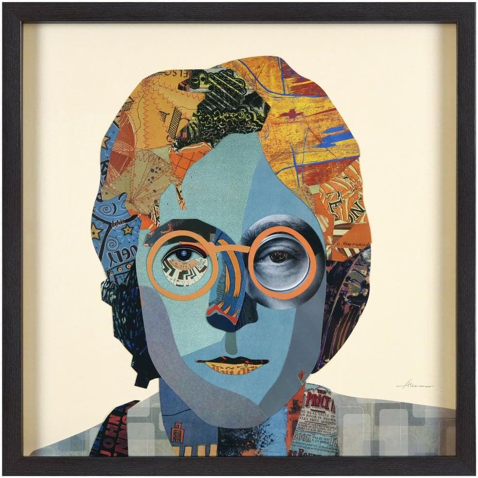 Empire Art Direct 25 in. x 25 in. "Homage to John" Dimensional Collage Framed Graphic Art Under Glass Wall Art