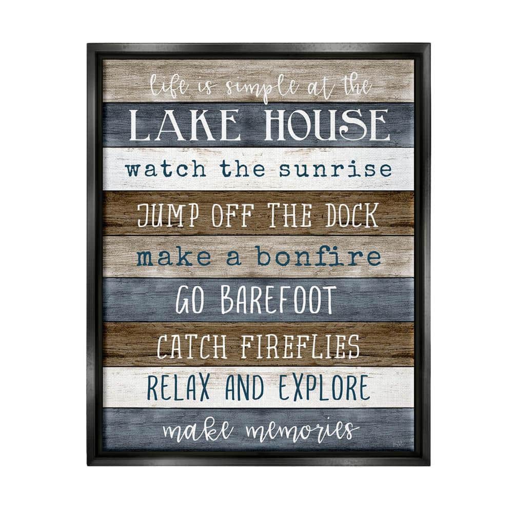The Stupell Home Decor Collection Life Is Simple Lake House List Design By Natalie Carpentieri Floater Framed Typography Art Print 21 in. x 17 in.