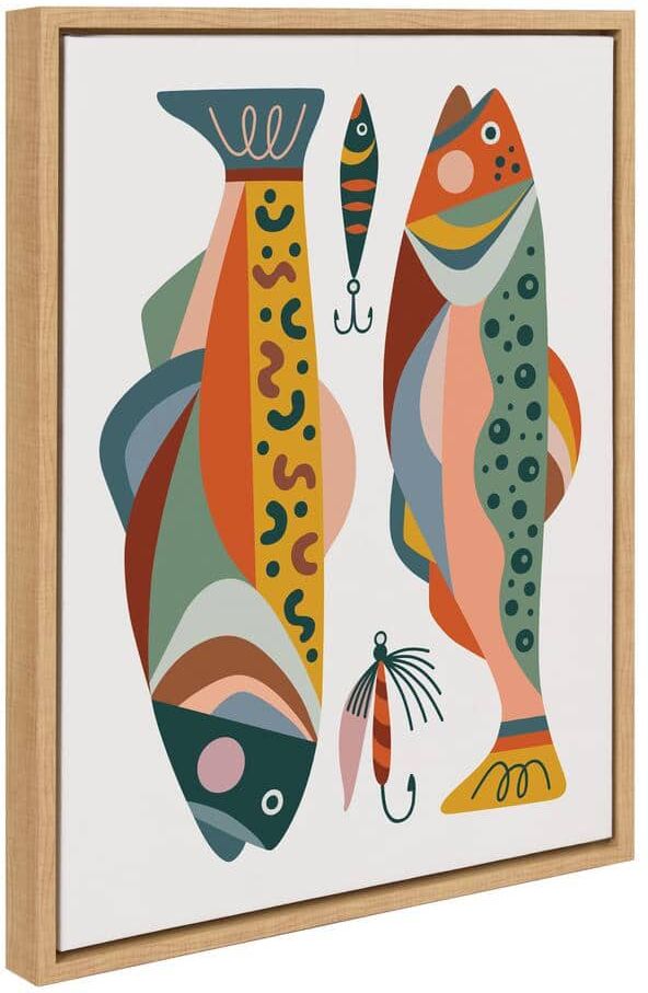 Kate and Laurel Colorful Bright Animal Fish by Rachel Lee, 1-Piece Framed Canvas Animal Art Print, 18 in. W. x 24 in.