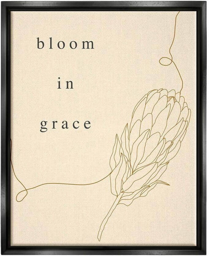 The Stupell Home Decor Collection Bloom In Grace Minimalistic Plant Blossom Line Drawing by Lil' Rue Floater Frame Nature Wall Art Print 21 in. x 17 in.