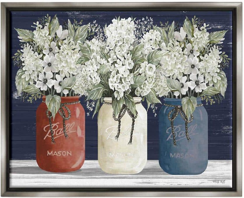 The Stupell Home Decor Collection Americana Floral Bouquets Flowers Country Pride by Cindy Jacobs Floater Frame Nature Wall Art Print 31 in. x 25 in.