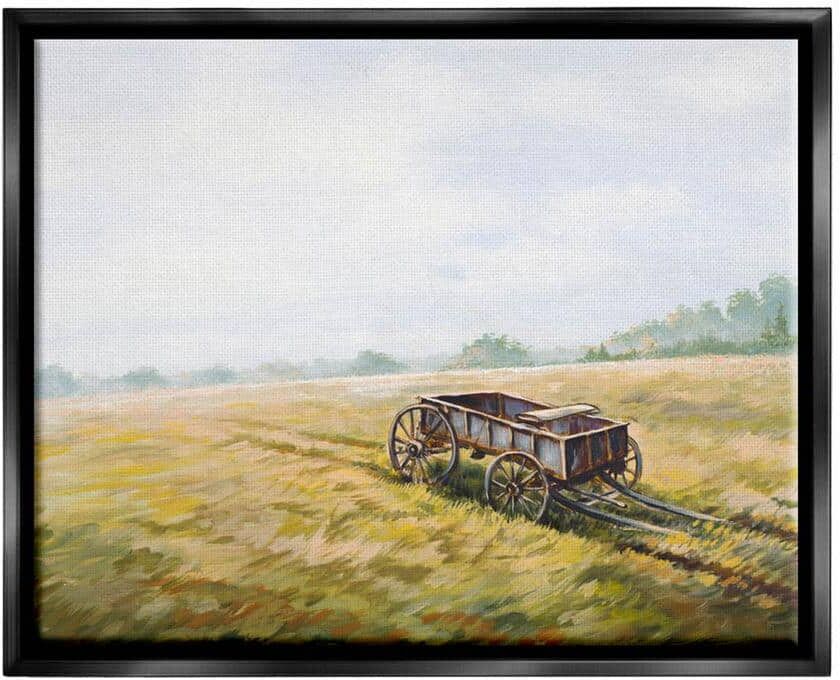 The Stupell Home Decor Collection Wild West Wagon Cart Rural Hill Farm Scenery by Bruce Nawrocke Floater Frame Nature Wall Art Print 31 in. x 25 in.