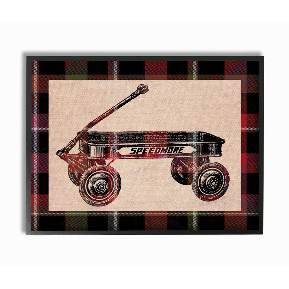 Stupell Industries 16 in. x 20 in. "Radio Flyer Plaid" by Daphne Polselli Wood Framed Wall Art
