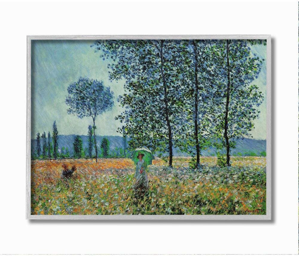 Stupell Industries Classic Monet Felder Painting Woman with Parasol by Claude Monet Framed People Wall Art Print 16 in. x 20 in.