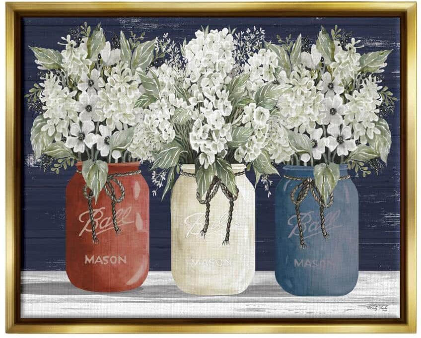 The Stupell Home Decor Collection Americana Floral Bouquets Flowers Country Pride by Cindy Jacobs Floater Frame Nature Wall Art Print 31 in. x 25 in.