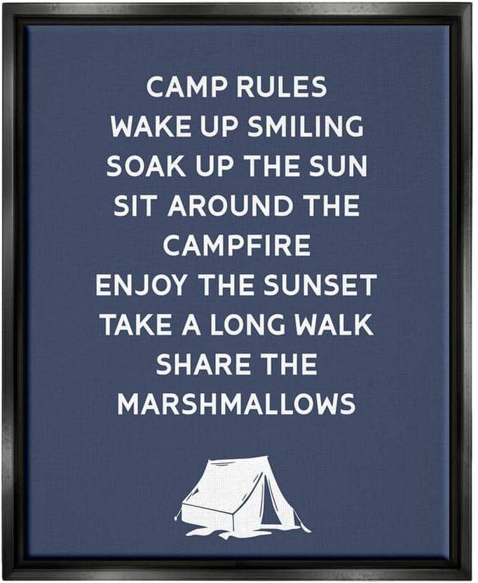 The Stupell Home Decor Collection Camp Rules Text Sign Enjoy Camping Tent Motif by Lil' Rue Floater Frame Typography Wall Art Print 21 in. x 17 in.