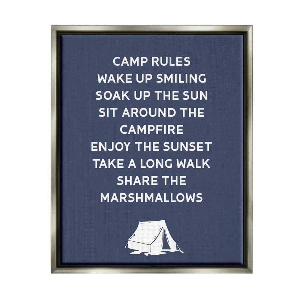 The Stupell Home Decor Collection Camp Rules Text Sign Enjoy Camping Tent Motif by Lil' Rue Floater Frame Typography Wall Art Print 21 in. x 17 in.