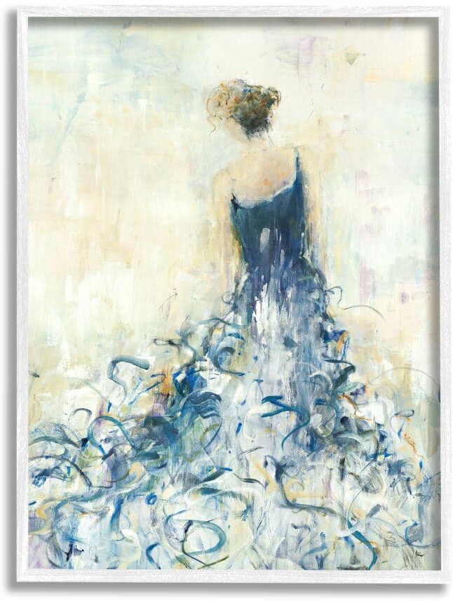 Stupell Industries Women's Abstract Fashion Dress Busy Blue Curves by Lisa Ridgers Framed Print Abstract Texturized Art 11 in. x 14 in.