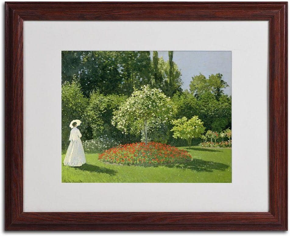 Trademark Fine Art 16 in. x 20 in. Jeanne Marie Lecadre in the Garden Matted Brown Framed Wall Art