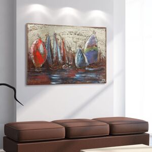 Empire Art Direct 32 in. x 48 in. "The Regatta 2" Mixed Media Iron Hand Painted Dimensional Wall Art