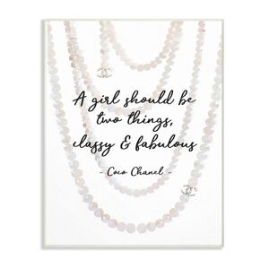 Stupell Industries 12.5 in. x 18.5 in. "Classy and Fabulous Fashion Quote with Pearls" by Amanda Greenwood Wood Wall Art, Multi-Color