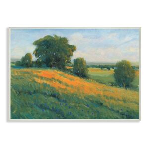 Stupell Industries Green Rolling Hills Blue Poppy Fields Landscapes by Tim OToole Unframed Country Wood Wall Art Print 10 in. x 15 in.
