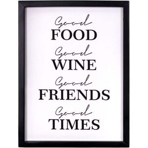 Stratton Home Decor Good Food, Wine, Friends, and Times Wood Framed High Gloss Graphic Print Typography Art Print 16 in. x 12 in.