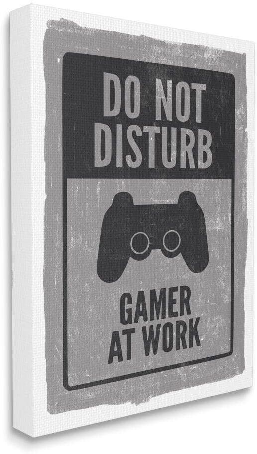 Stupell Industries Don't Disturb Gamer Video Game Controller by Lux + Me Designs Unframed Fantasy Canvas Wall Art Print 16 in. x 20 in.