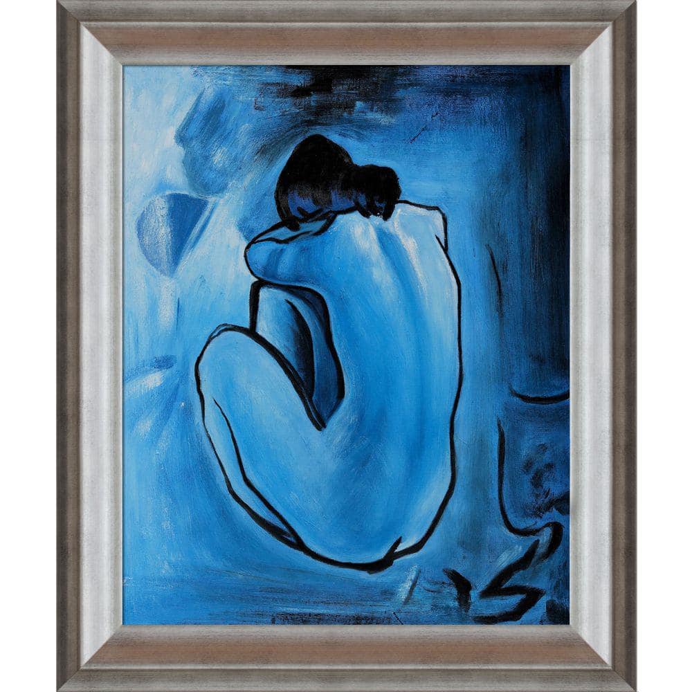 LA PASTICHE Blue Nude by Pablo Picasso Athenian Silver Framed Oil Painting Art Print 21 in. x 25 in.