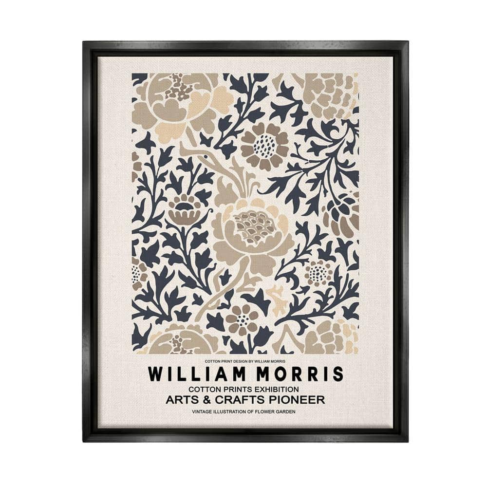 The Stupell Home Decor Collection Flower Blossom Silhouettes Pattern Exhibition Flyer by Ros Ruseva Floater Frame Nature Wall Art Print 31 in. x 25 in.