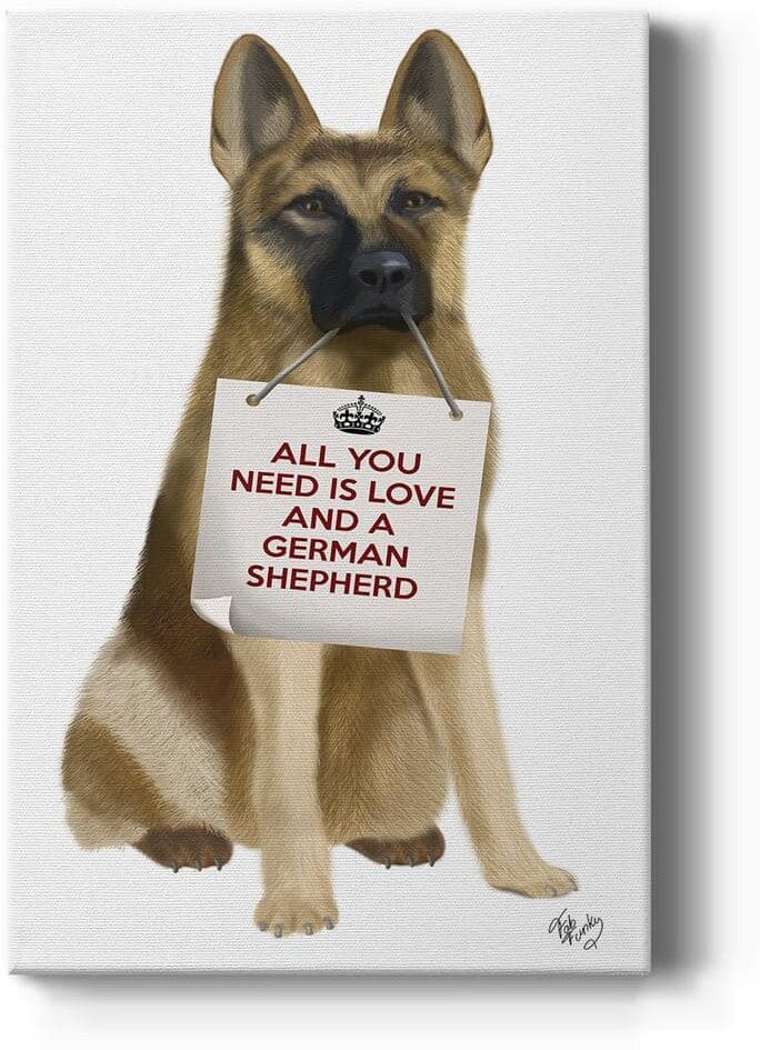 Love and German Shepherd By Wexford Homes Unframed Giclee Home Art Print 27 in. x 16 in.