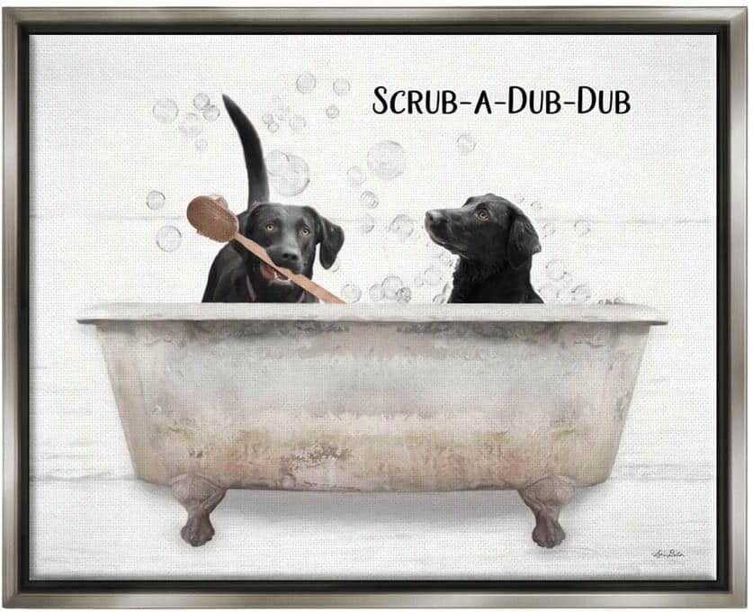 The Stupell Home Decor Collection Scrub a Dub Dub Quote Family Pet Dog Bath by Lori Deiter Floater Frame Typography Wall Art Print 31 in. x 25 in.