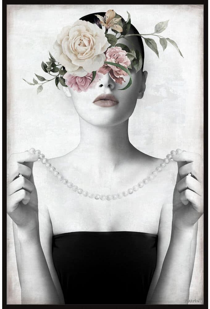 Wear My Pearls by Marmont Hill Floater Framed Canvas People Art Print 36 in. x 24 in.