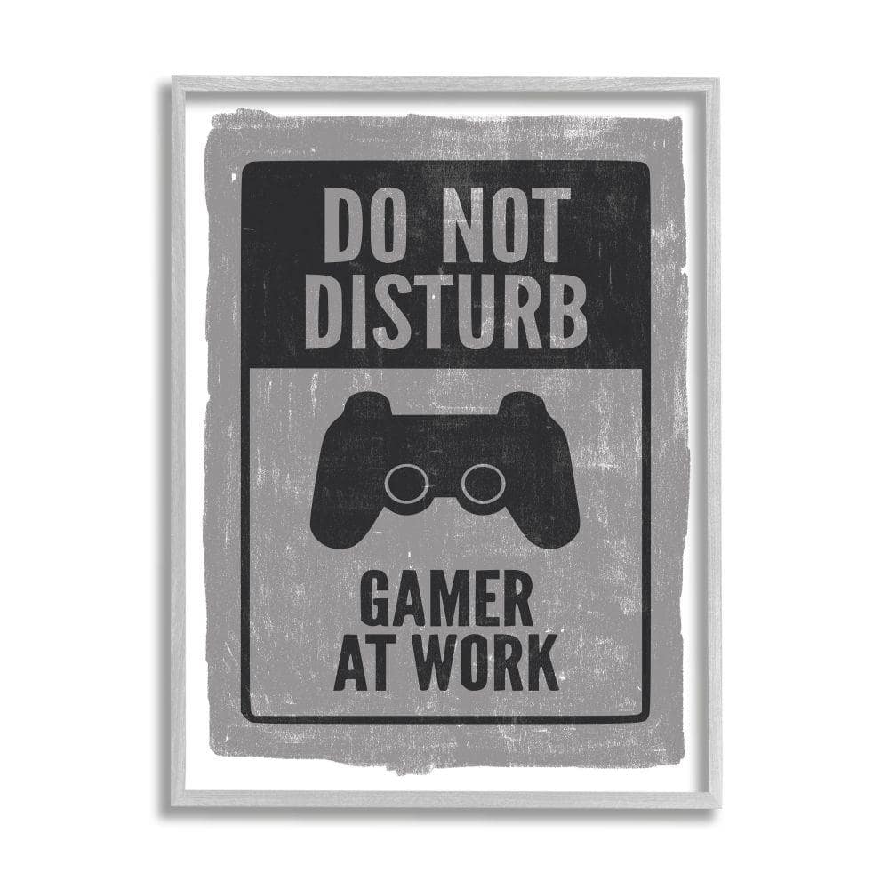 Stupell Industries Don't Disturb Gamer at Work Video Game Controller by Lux + Me Designs Framed Fantasy Wall Art Print 11 in. x 14 in.