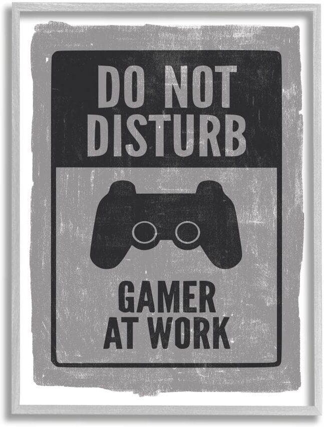 Stupell Industries Don't Disturb Gamer at Work Video Game Controller by Lux + Me Designs Framed Fantasy Wall Art Print 16 in. x 20 in.