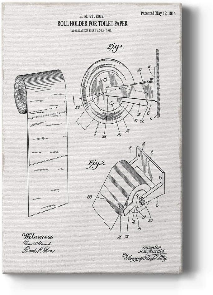 Toilet Paper Patent III By Wexford Homes Unframed Giclee Home Art Print 12 in. x 8 in.