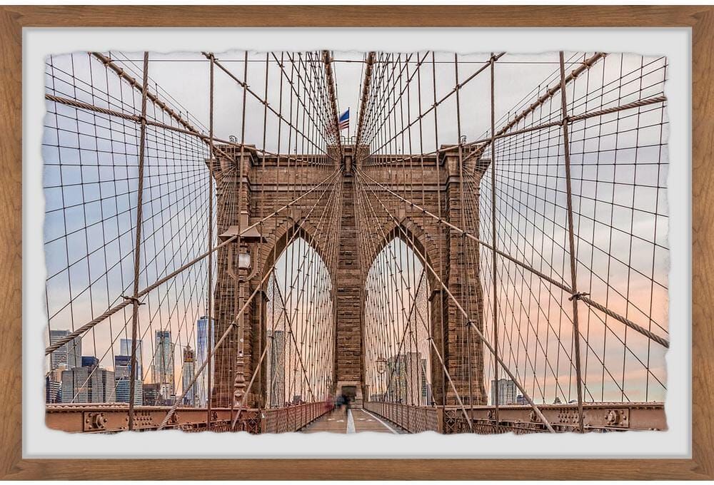 The Iconic Brooklyn Bridge by Marmont Hill Framed Architecture Art Print 16 in. x 24 in.