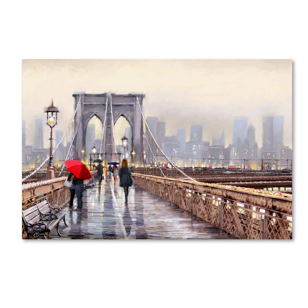 Trademark Fine Art Brooklyn Bridge by BBB Sales Only The Macneil Studio Floater Frame Architecture Wall Art 22 in. x 32 in.