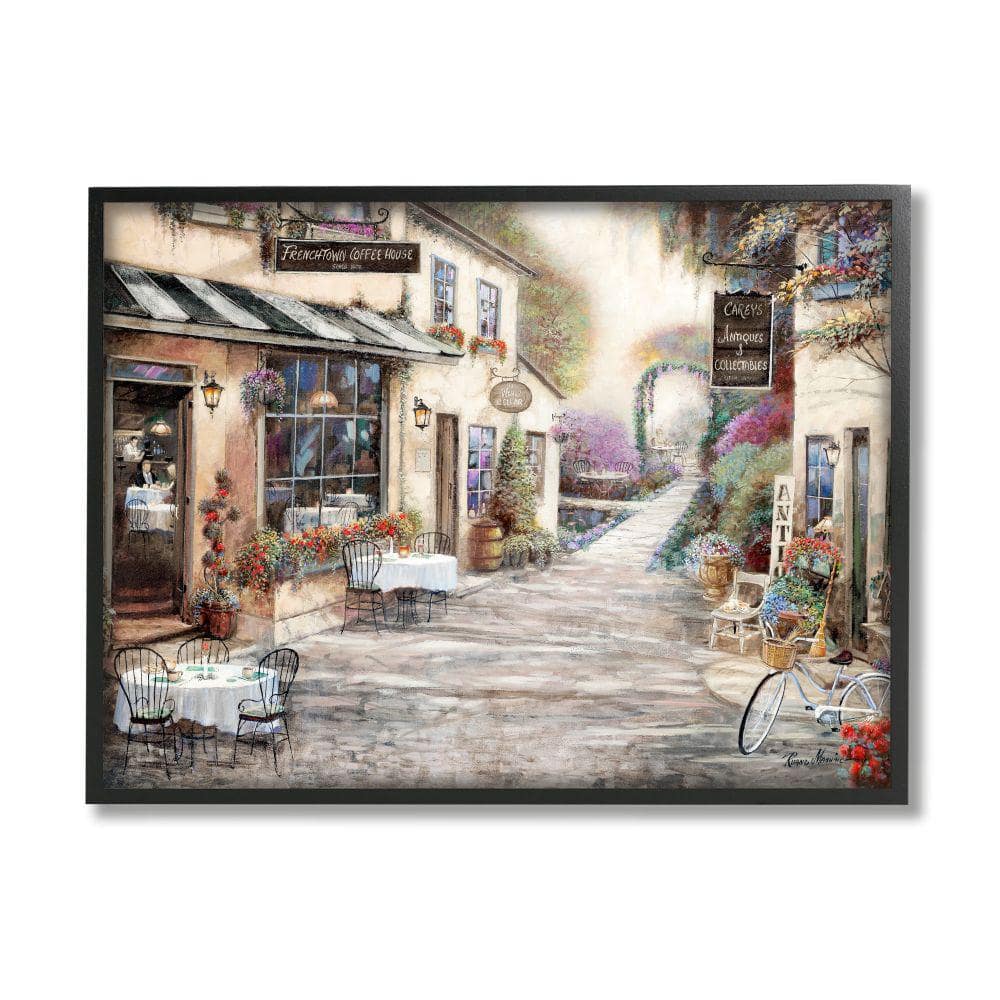 Stupell Industries Village City Architecture Bistro Scene By Ruane Manning Framed Print Architecture Texturized Art 24 in. x 30 in.