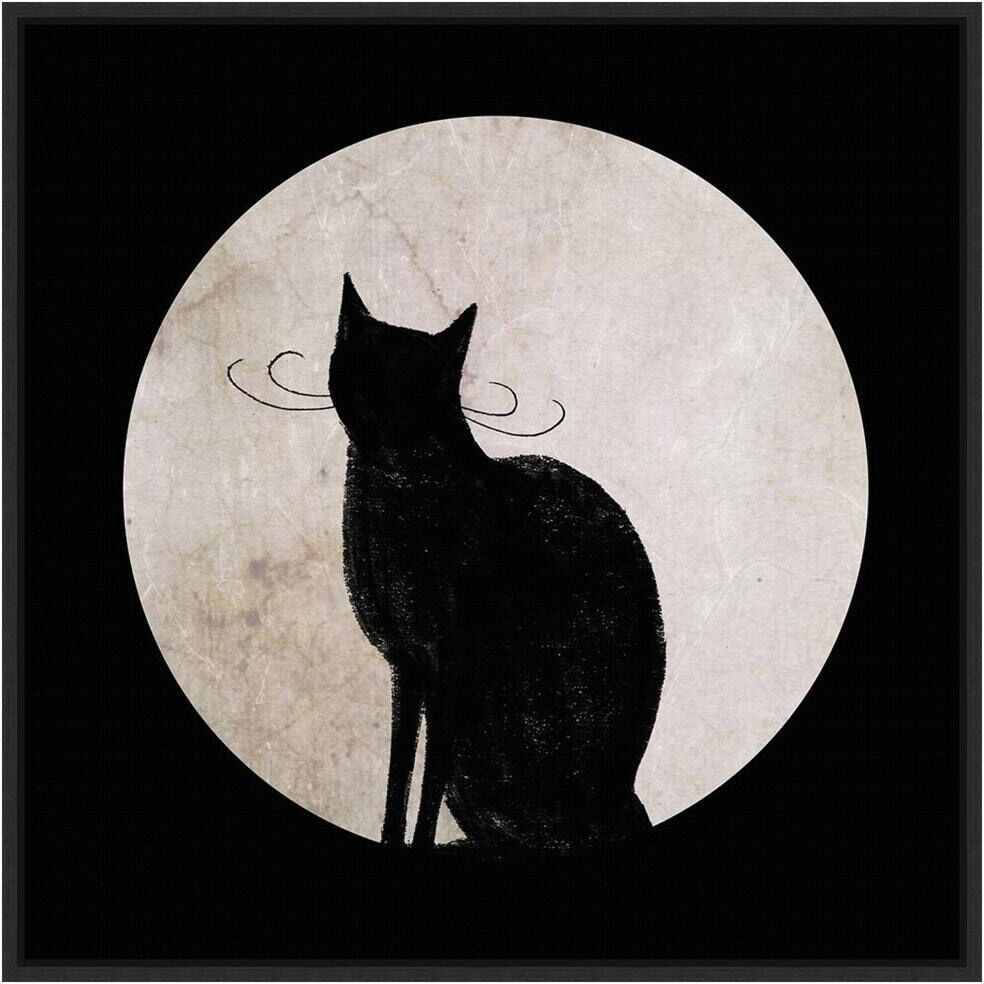 Amanti Art 22 in. Mystic Moon I Cat Framed Halloween Holiday Canvas Wall Art