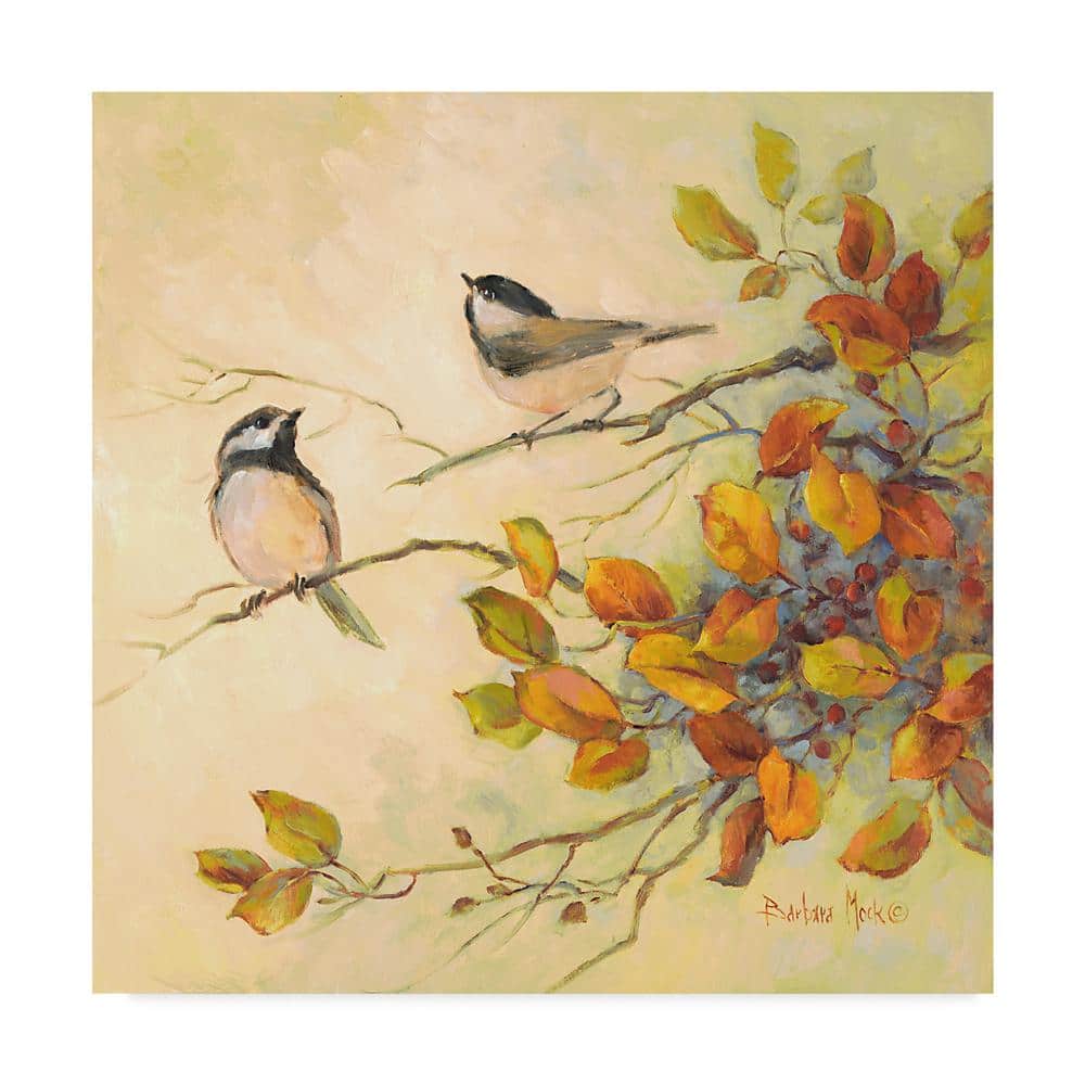 Trademark Fine Art 14 in. x 14 in. Birds Of Autumn by Barbara Mock Floater Frame Animal Wall Art