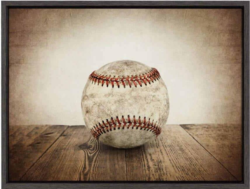 DesignOvation Sylvie "Vintage Baseball" by Saint and Sailor Studios Sports Framed Canvas Wall Art 24 in. x 18 in.