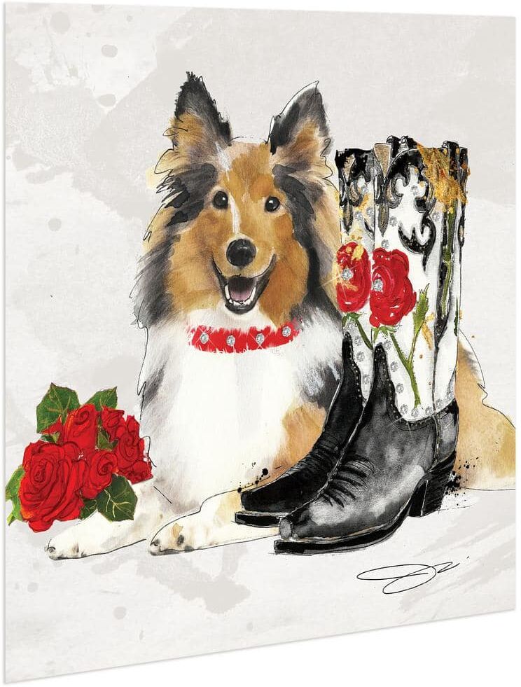 Empire Art Direct Collie Unframed Free Floating Tempered Glass Panel Graphic Dog Animal Wall Art Print 20 in. x 20 in.