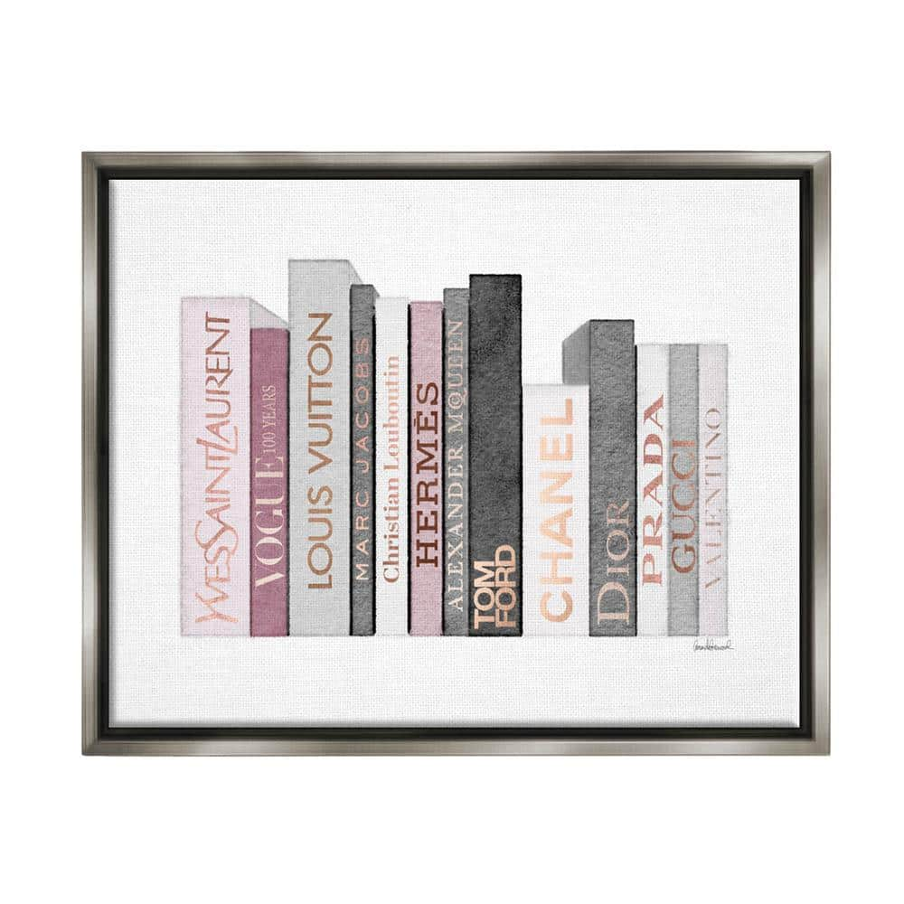 The Stupell Home Decor Collection Fashion Designer Bookstack Pink Watercolor by Amanda Greenwood Floater Frame Culture Wall Art Print 17 in. x 21 in.