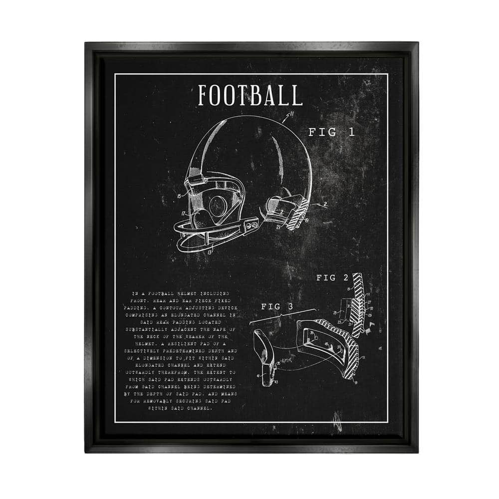 The Stupell Home Decor Collection Football Helmet Sports Chart Retro Figure by Daphne Polselli Floater Frame Sports Wall Art Print 25 in. x 31 in.