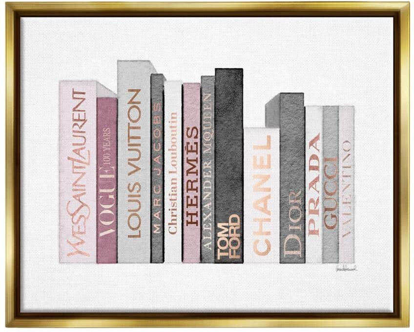 The Stupell Home Decor Collection Fashion Designer Bookstack Pink Watercolor by Amanda Greenwood Floater Frame Culture Wall Art Print 17 in. x 21 in.