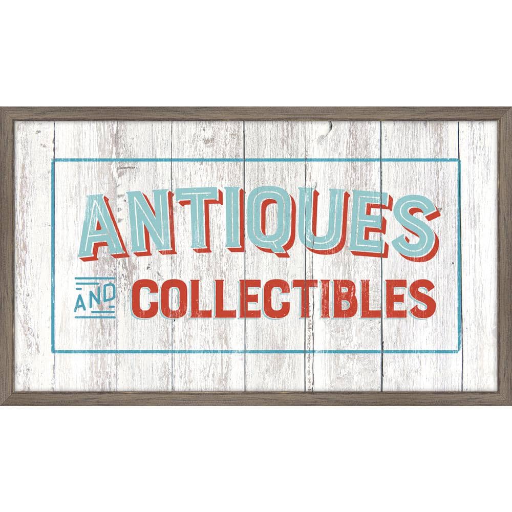 Melissa Van Hise Vintage Antiques Sign Framed Giclee Typography Art Print 27 in. x 16 in.