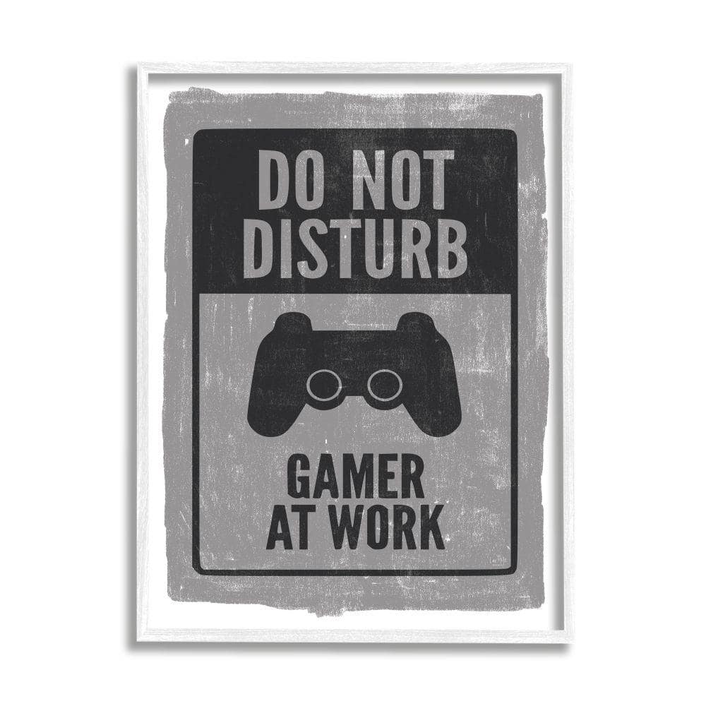 Stupell Industries Don't Disturb Gamer at Work Video Game Controller by Lux + Me Designs Framed Fantasy Wall Art Print 16 in. x 20 in.