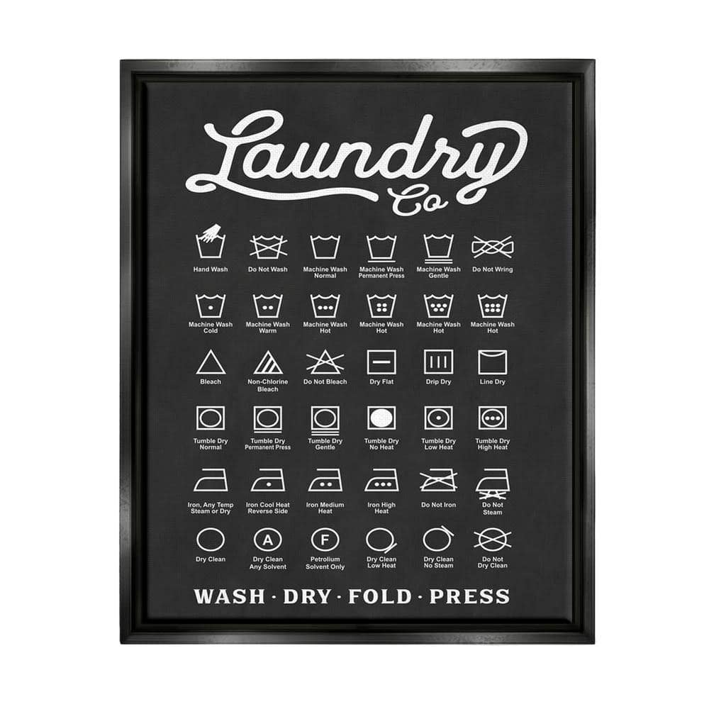 The Stupell Home Decor Collection Laundry Business Symbols Chart Simple by Lettered and Lined Floater Frame Typography Wall Art Print 17 in. x 21 in.