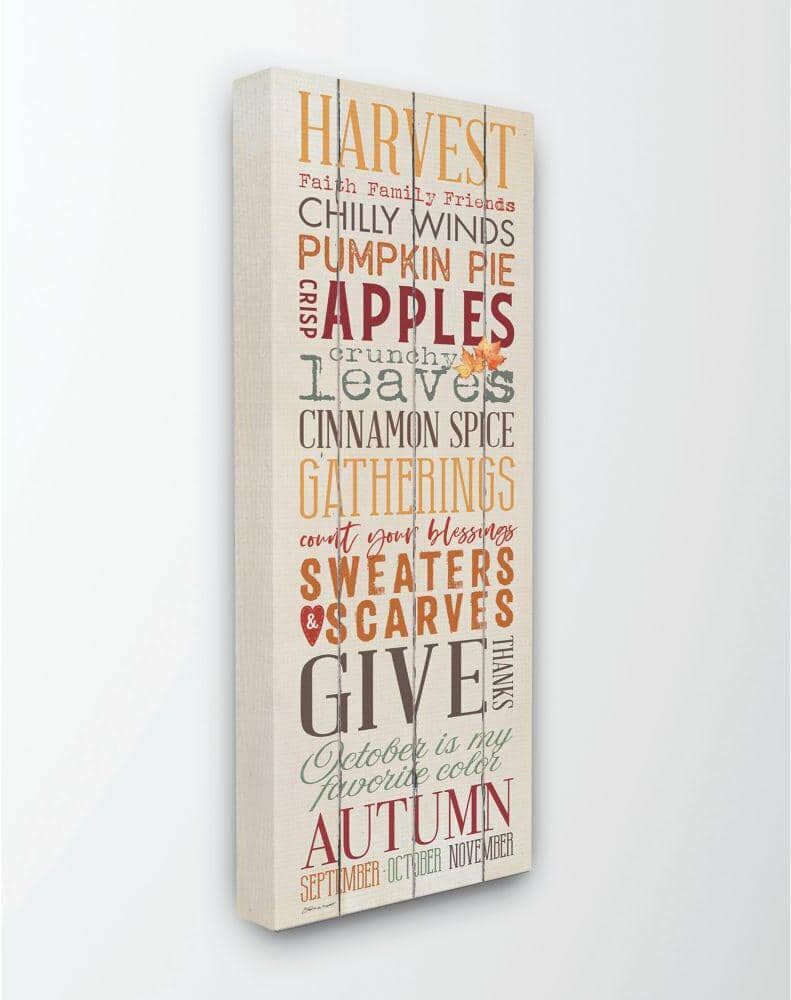 Stupell Industries 13 in. x 30 in. "Fall Halloween Holiday Pumpkin Word Wood Texture" by Stephanie Workman Marrott Canvas Wall Art