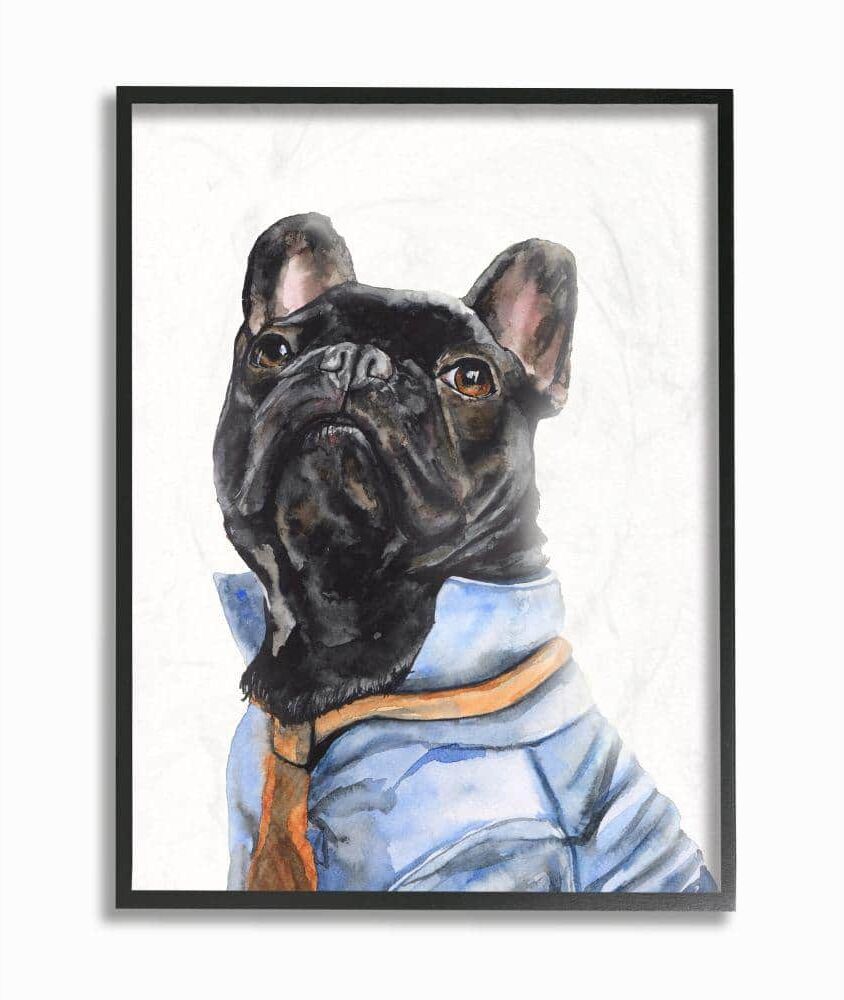 Stupell Industries 16 in. x 20 in. "French Bulldog Fashion Dog Pet" by George Dyachenko Framed Wall Art