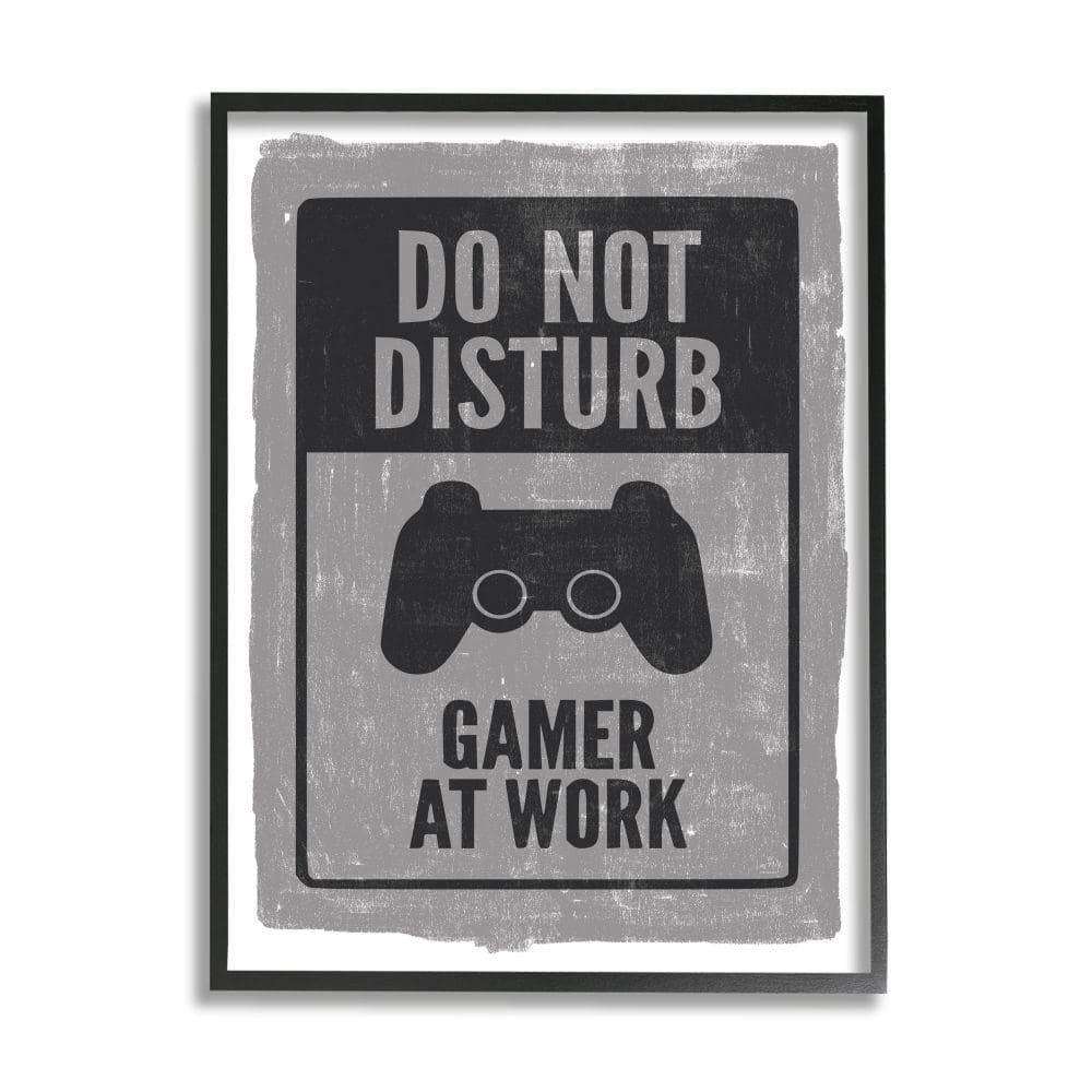 Stupell Industries Don't Disturb Gamer at Work Video Game Controller by Lux + Me Designs Framed Fantasy Wall Art Print 11 in. x 14 in.