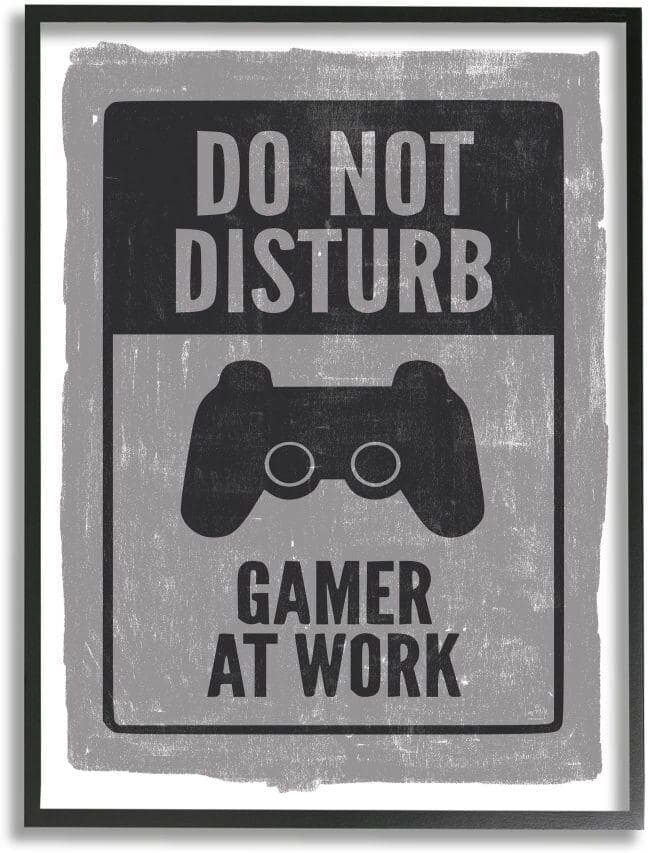 Stupell Industries Don't Disturb Gamer at Work Video Game Controller by Lux + Me Designs Framed Fantasy Wall Art Print 24 in. x 30 in.