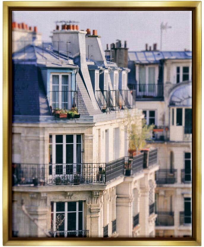 The Stupell Home Decor Collection Parisian Architecture Buildings Design by Carina Okula Floater Framed Architecture Art Print 21 in. x 17 in.