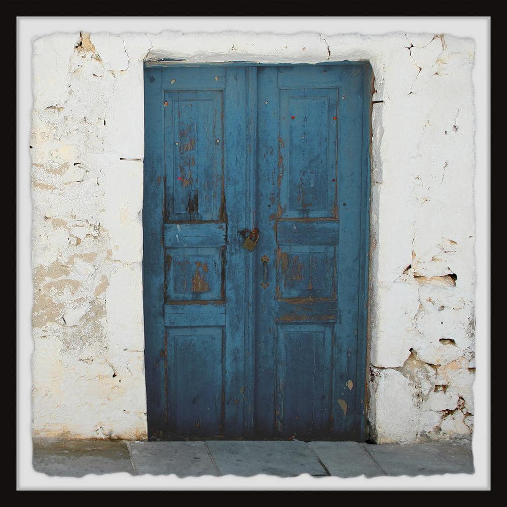 Blue Wooden Door by Marmont Hill Framed Architecture Art Print 18 in. x 18 in.