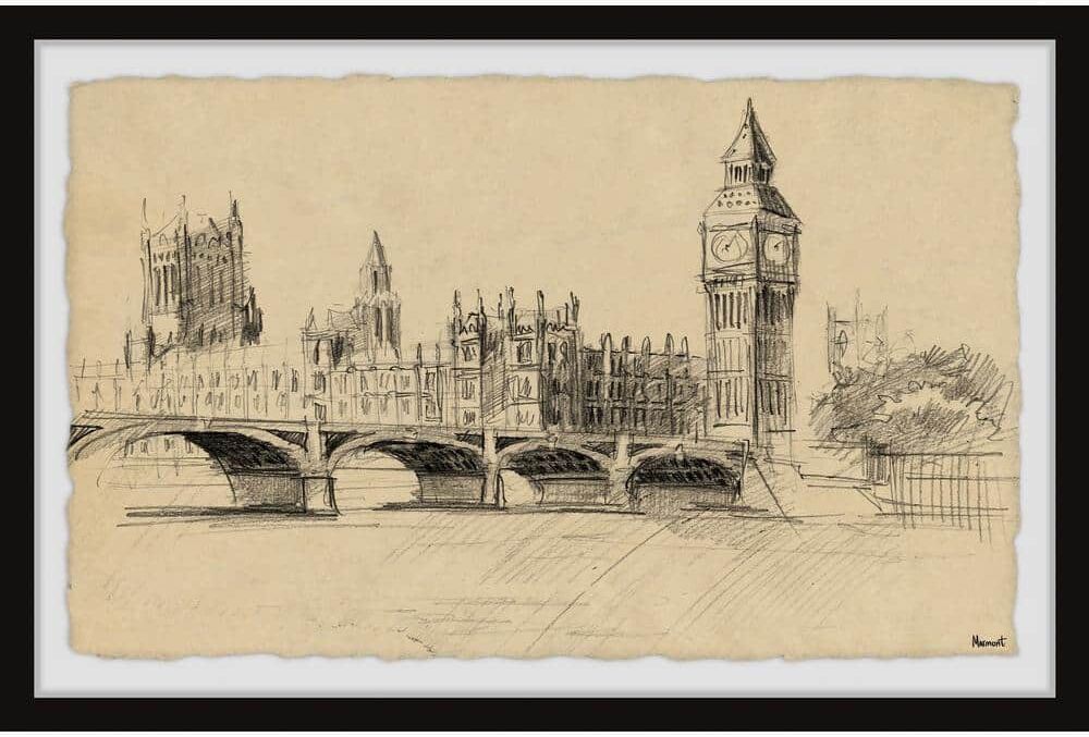 Big Ben Sketch by Marmont Hill Framed Architecture Art Print 20 in. x 30 in.